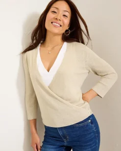 Tommy Bahama Addison Shimmer Linen-Blend Cardigan-Women Sweaters