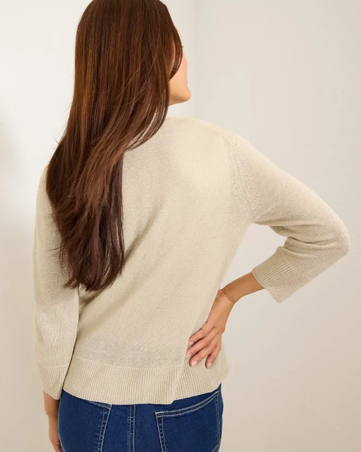Tommy Bahama Addison Shimmer Linen-Blend Cardigan-Women Sweaters