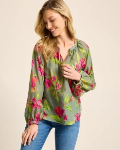 Tommy Bahama Agua Amara Lavish Blooms Peasant Top-Women Tops & Shirts