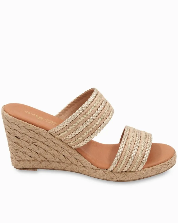 Tommy Bahama André Assous Nolita Metallic Raffia Wedges-Women Shoes & Sandals