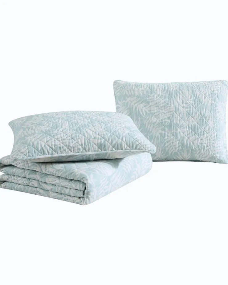 Tommy Bahama Art of Palms Reversible 3-Piece Full/Queen Quilt Set- Quilts & Blankets