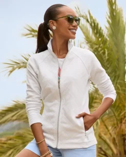 Tommy Bahama Aruba Diamond Days Embroidered Full-Zip Sweatshirt-Women Loungewear|Jackets