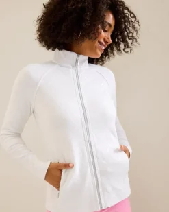 Tommy Bahama Aruba Diamond Days Embroidered Full-Zip Sweatshirt-Women Loungewear|Jackets