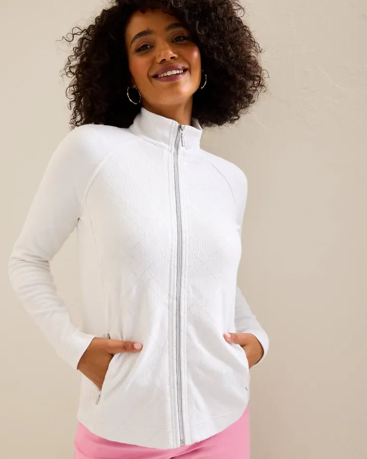 Tommy Bahama Aruba Diamond Days Embroidered Full-Zip Sweatshirt-Women Loungewear|Jackets