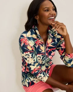 Tommy Bahama Aruba Flora Amora Half-Zip Sweatshirt-Women Loungewear|Jackets