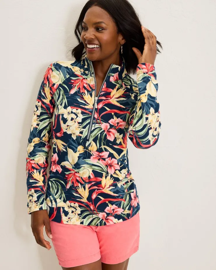 Tommy Bahama Aruba Flora Amora Half-Zip Sweatshirt-Women Loungewear|Jackets