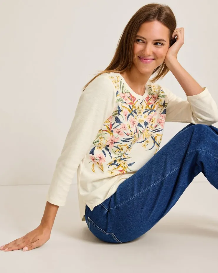 Tommy Bahama Ashby Isles Flora Amora 3/4-Sleeve T-Shirt-Women Loungewear|Tops & Shirts