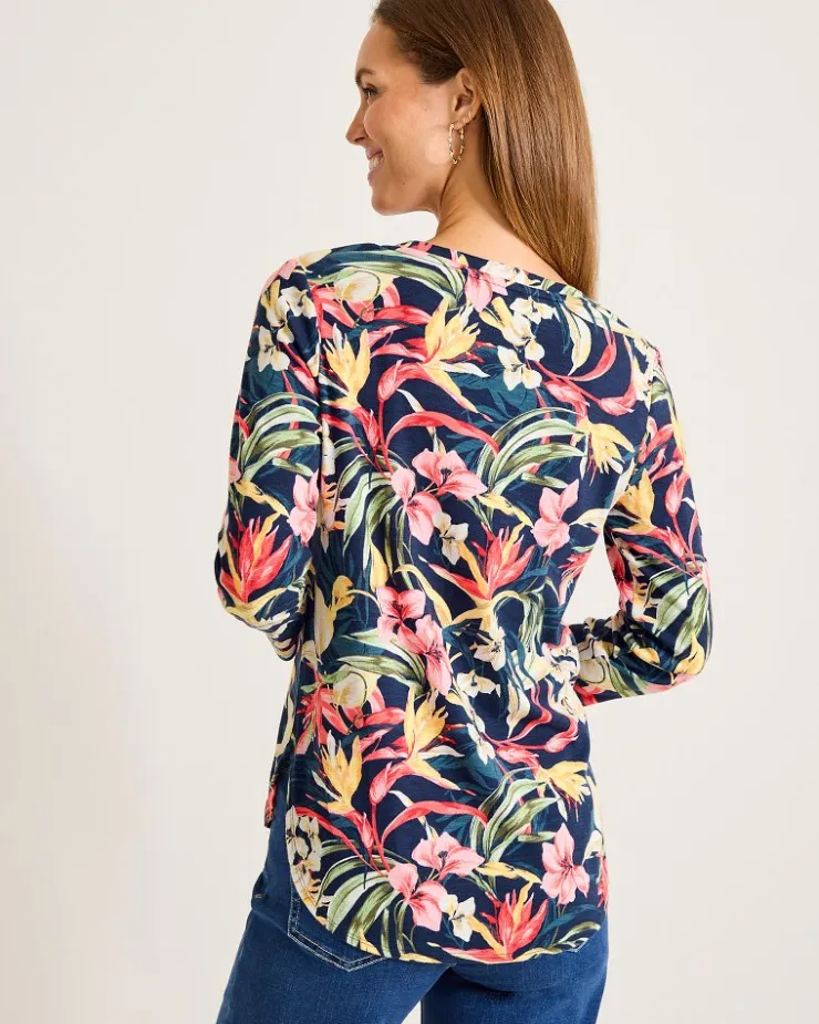 Tommy Bahama Ashby Isles Flora Amora 3/4-Sleeve T-Shirt-Women Loungewear|Tops & Shirts