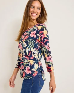 Tommy Bahama Ashby Isles Flora Amora 3/4-Sleeve T-Shirt-Women Loungewear|Tops & Shirts