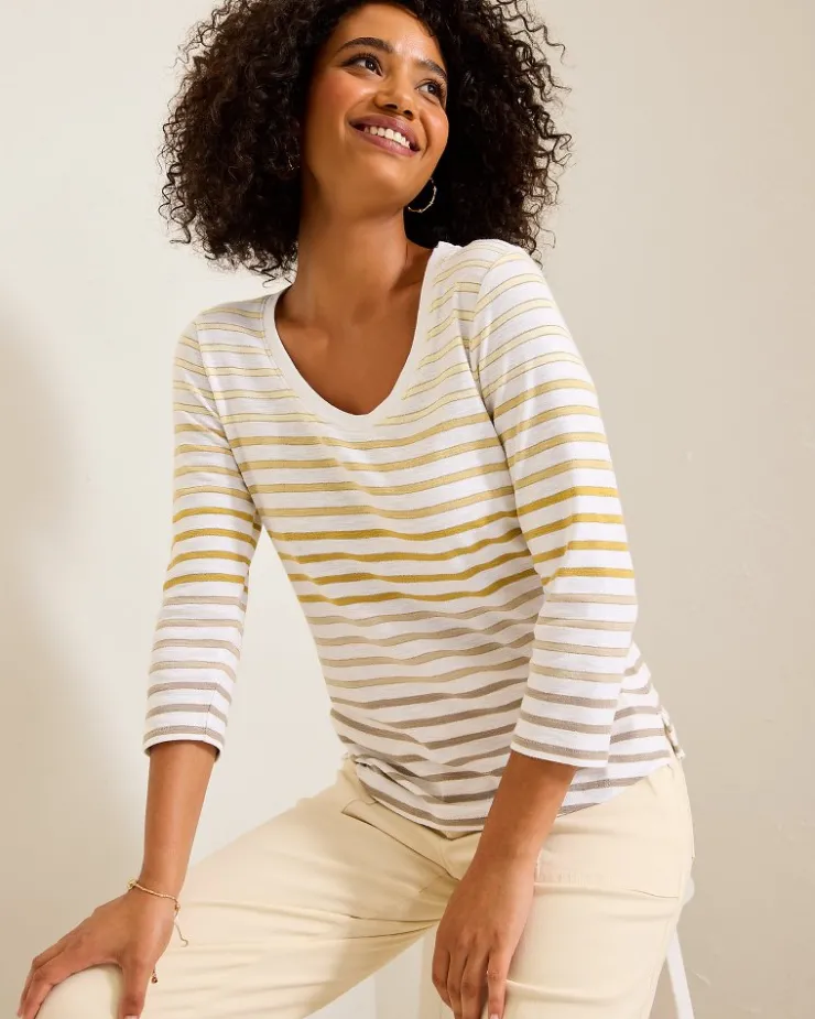 Tommy Bahama Ashby Isles Horizon Stripe 3/4-Sleeve T-Shirt-Women Loungewear|Tops & Shirts