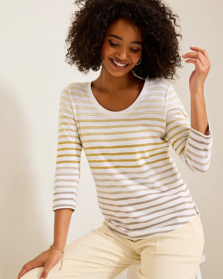 Tommy Bahama Ashby Isles Horizon Stripe 3/4-Sleeve T-Shirt-Women Loungewear|Tops & Shirts