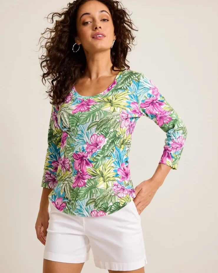 Tommy Bahama Ashby Isles Jungle Jewels 3/4-Sleeve T-Shirt-Women Loungewear|Tops & Shirts
