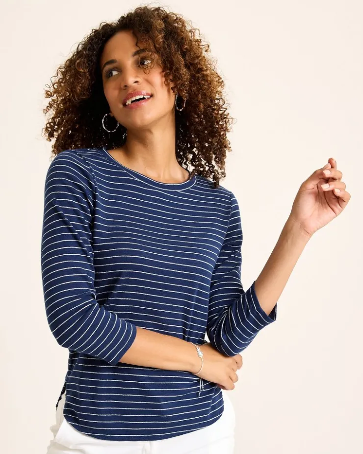 Tommy Bahama Ashby Isles Metallic Stripe 3/4-Sleeve T-Shirt-Women Loungewear|Tops & Shirts