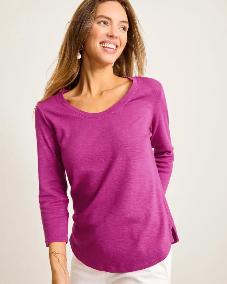 Tommy Bahama Ashby Isles Scoop-Neck 3/4-Sleeve T-Shirt-Women Loungewear|Tops & Shirts