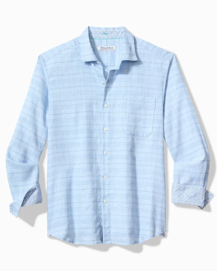 Tommy Bahama Barbados Breeze Playa Plaid Stretch-Linen Long-Sleeve Shirt- Shirts