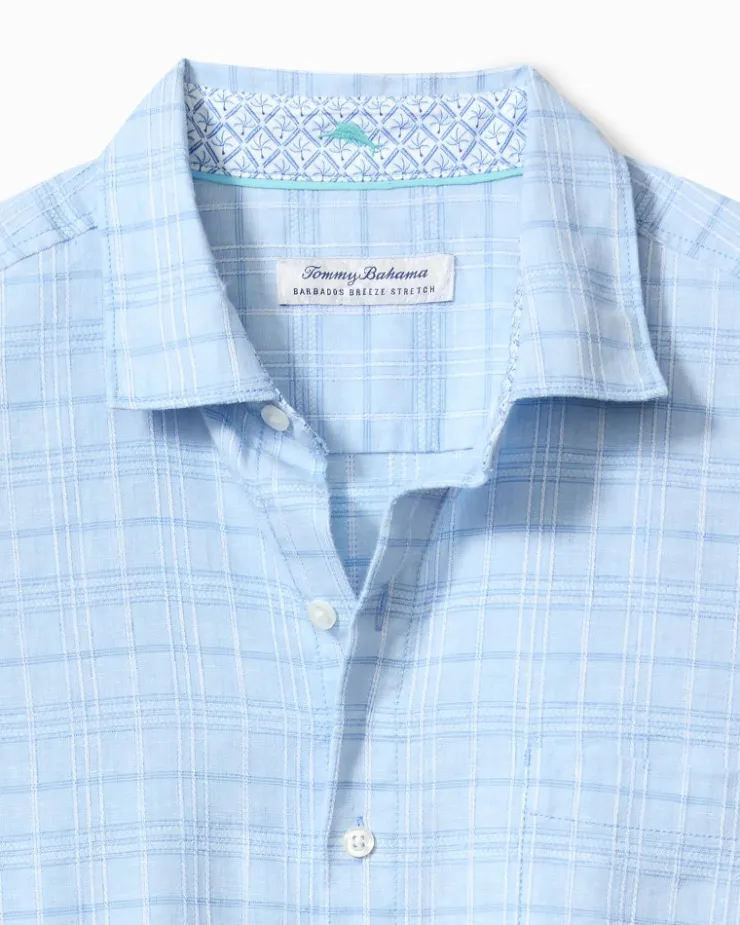 Tommy Bahama Barbados Breeze Playa Plaid Stretch-Linen Long-Sleeve Shirt- Shirts