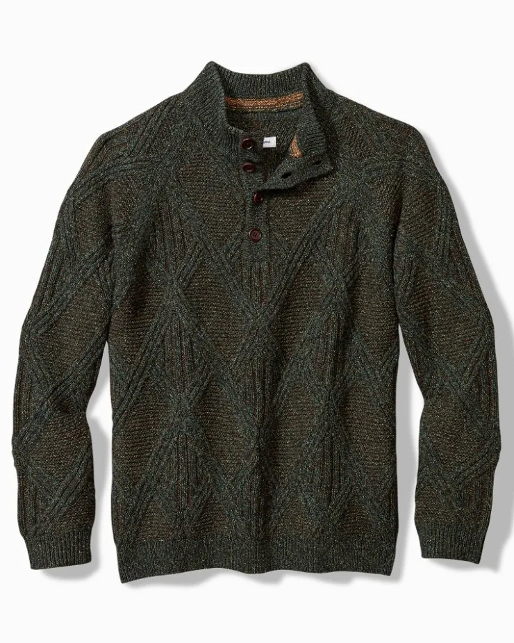 Tommy Bahama Beachscape Cable Button-Mock Sweater- Sweaters