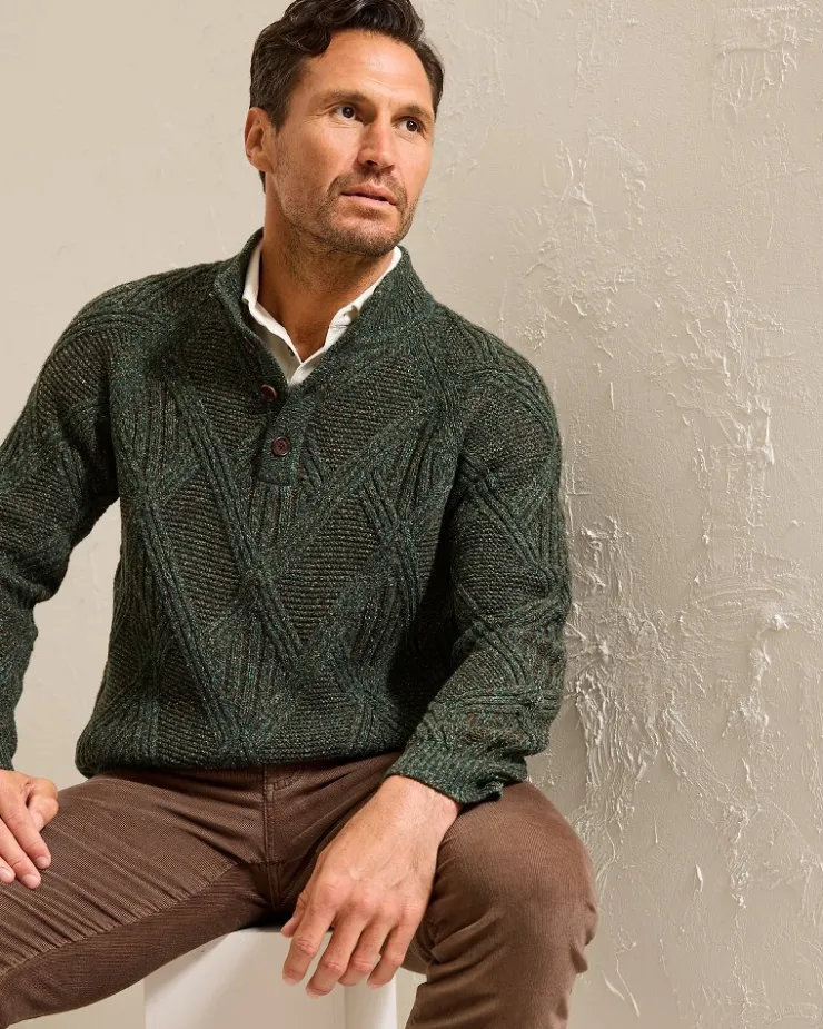 Tommy Bahama Beachscape Cable Button-Mock Sweater- Sweaters