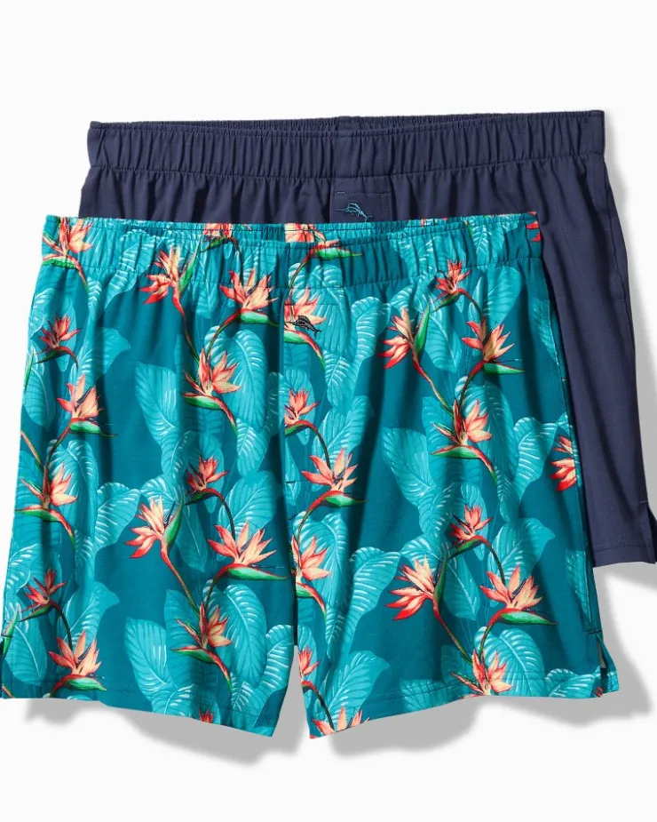 Tommy Bahama Big & Tall Tropical Print & Solid Knit Boxers—2-Pack- Underwear