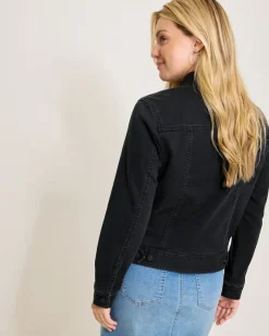 Tommy Bahama Black Classic Jean Jacket-Women Jackets