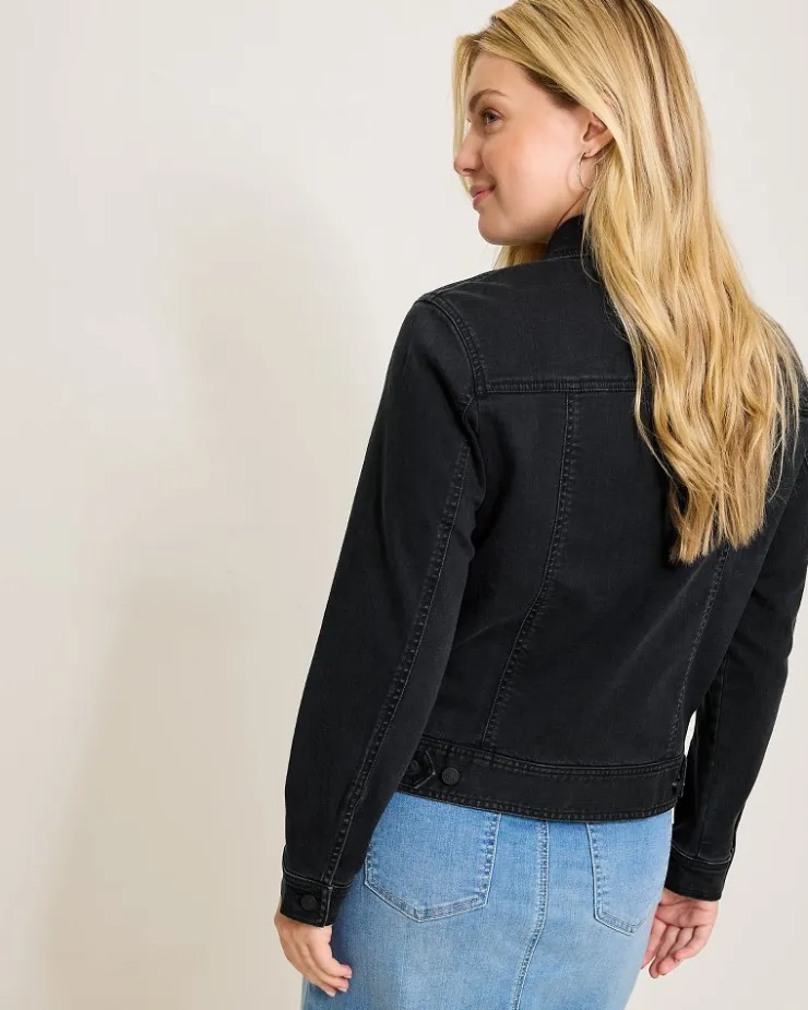 Tommy Bahama Black Classic Jean Jacket-Women Jackets
