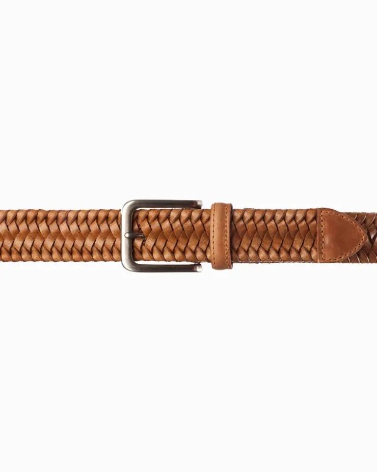 Tommy Bahama Braided Leather Stretch Belt- Belts