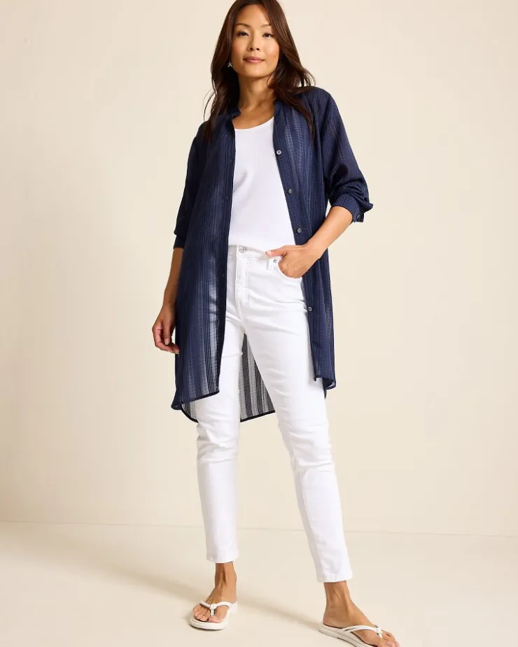 Tommy Bahama Cadiz Chiffon Boyfriend Beach Shirt-Women Beach Coverups