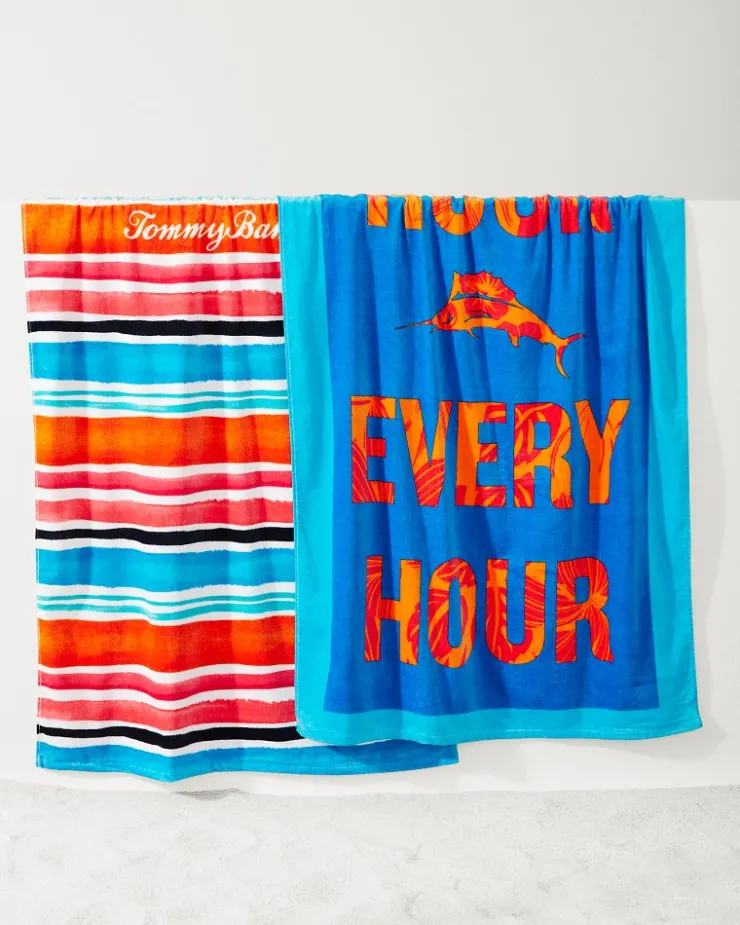 Tommy Bahama Cape Coral & Happy Hour Beach Towels — Set of 2- Beach Accessories|Beach Towels