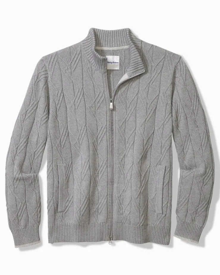 Tommy Bahama Capital Cable Full-Zip Cardigan- Sweaters