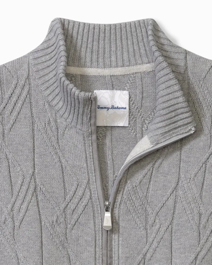 Tommy Bahama Capital Cable Full-Zip Cardigan- Sweaters