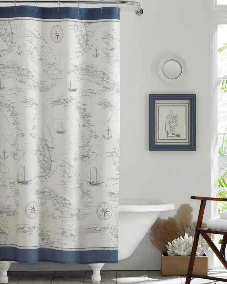 Tommy Bahama Caribbean Sea Lt-Pastel Shower Curtain- Bath