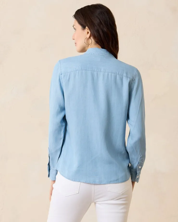 Tommy Bahama Chambray All Day Long-Sleeve Shirt-Women Tops & Shirts