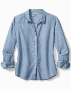Tommy Bahama Chambray All Day Long-Sleeve Shirt-Women Tops & Shirts