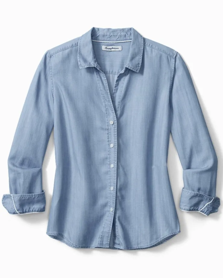 Tommy Bahama Chambray All Day Long-Sleeve Shirt-Women Tops & Shirts