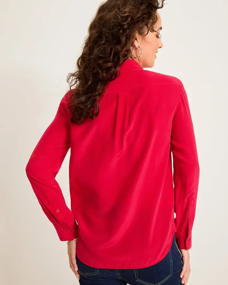 Tommy Bahama Classic Long-Sleeve Silk Shirt-Women Tops & Shirts