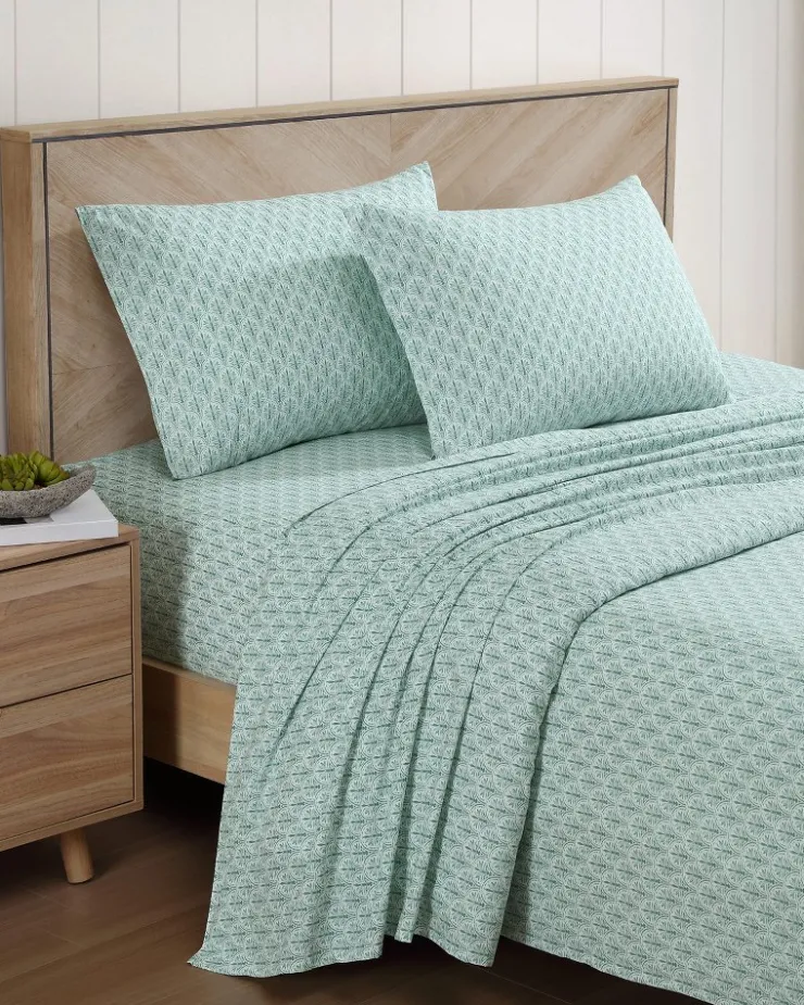 Tommy Bahama Coastal Batik Green 4-Piece Queen Sheet Set- Sheet Sets & Bedskirts