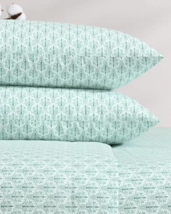 Tommy Bahama Coastal Batik Green 4-Piece Queen Sheet Set- Sheet Sets & Bedskirts