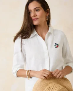 Tommy Bahama Coastalina Coastal Palms Linen Shirt-Women Tops & Shirts