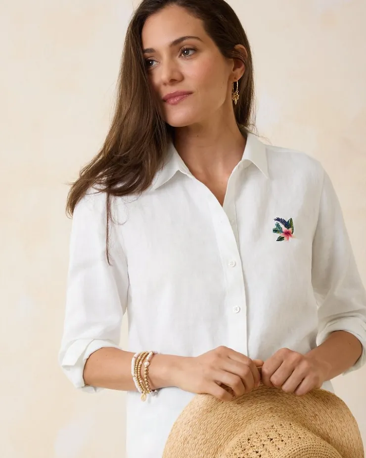 Tommy Bahama Coastalina Coastal Palms Linen Shirt-Women Tops & Shirts