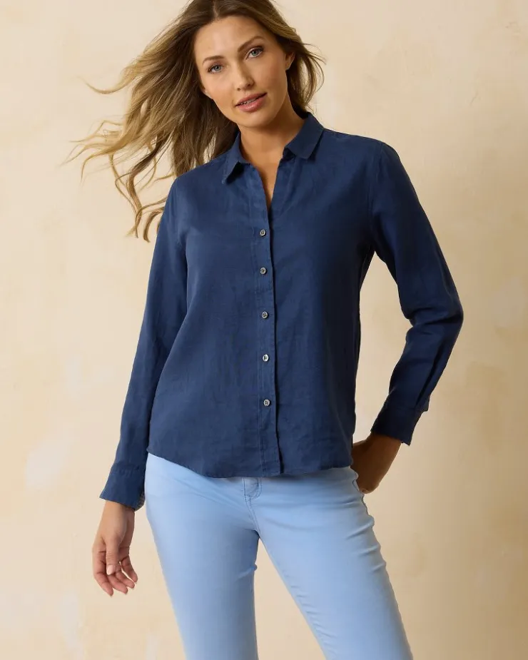 Tommy Bahama Coastalina Linen Long-Sleeve Shirt-Women Tops & Shirts