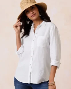 Tommy Bahama Coastalina Relaxed Long-Sleeve Linen Top-Women Tops & Shirts