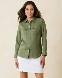 Tommy Bahama Coastalina Utility Linen Shirt-Women Tops & Shirts