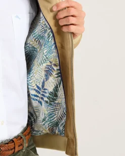 Tommy Bahama Collector's Series '24 Paradise Oasis Suede Bomber Jacket- Jackets & Outerwear
