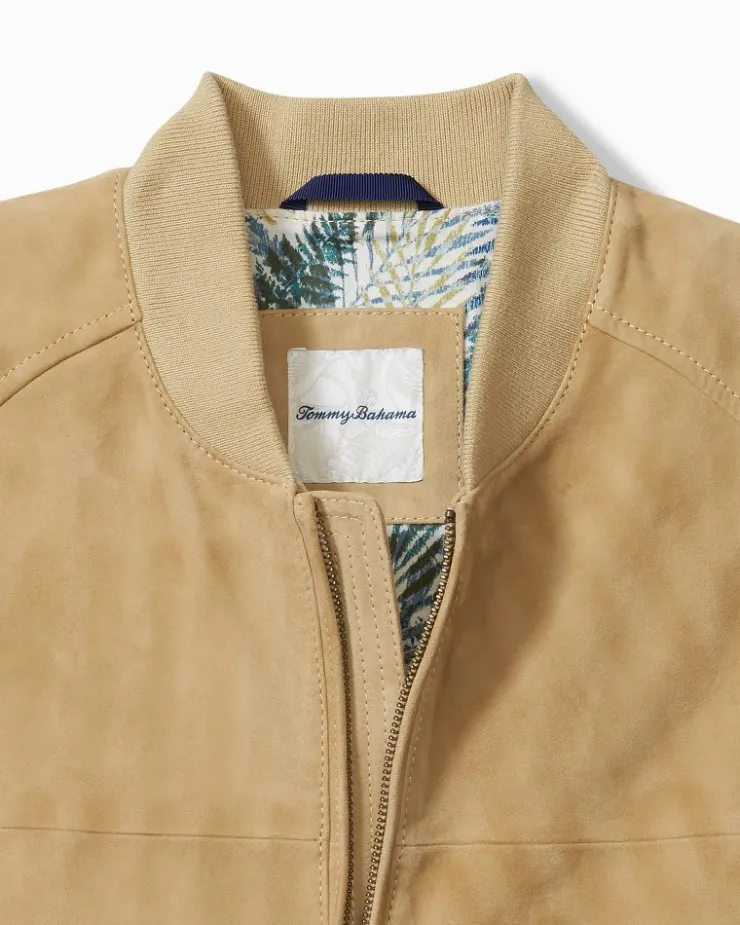 Tommy Bahama Collector's Series '24 Paradise Oasis Suede Bomber Jacket- Jackets & Outerwear