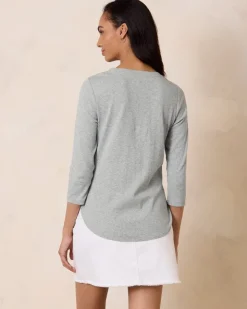 Tommy Bahama Collegiate Ashby Isles Rib 3/4-Sleeve T-Shirt-Women Tops & Shirts