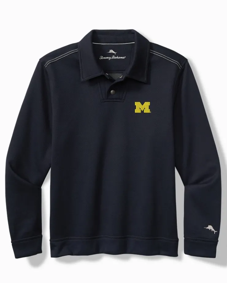 Tommy Bahama Collegiate Endzoner Long-Sleeve Snap Polo- Sweatshirts
