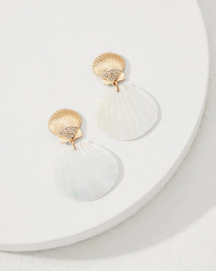 Tommy Bahama Coral Isles Mother of Pearl & Shell Statement Drop Earrings-Women Jewelry