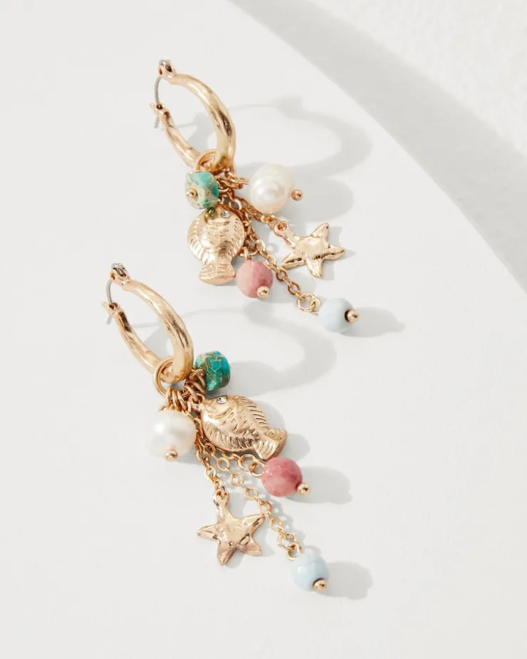 Tommy Bahama Coral Isles Sealife Charm Drop Earrings-Women Jewelry