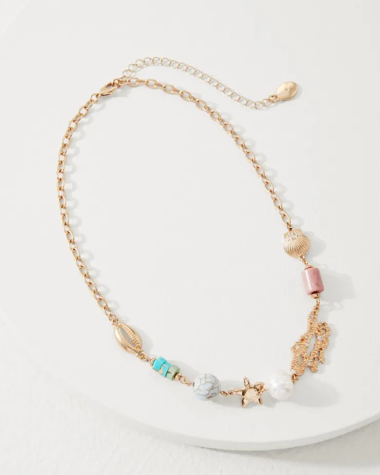 Tommy Bahama Coral Isles Semi-Precious Stone & Pearl Station Necklace-Women Jewelry