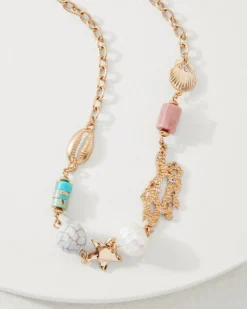 Tommy Bahama Coral Isles Semi-Precious Stone & Pearl Station Necklace-Women Jewelry